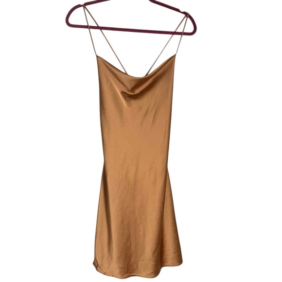 Show Me Your Mumu Copper Luxe Sabine Micro Mini Slip Dress Size XS - Picture 2 of 6